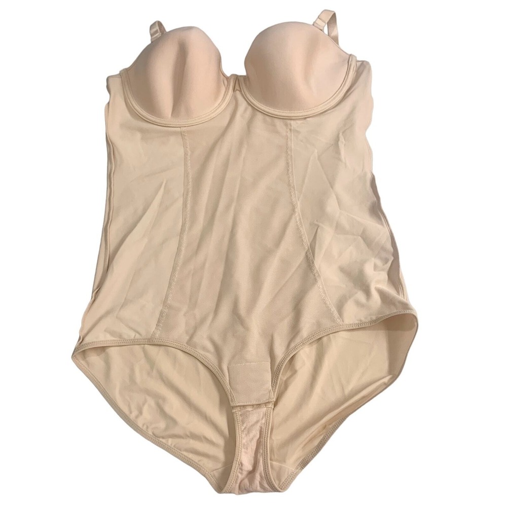 Women's Bodysuit Shapewear Tummy Control Backless with Built-in Bra Beige Sz 2XL - Picture 10 of 13